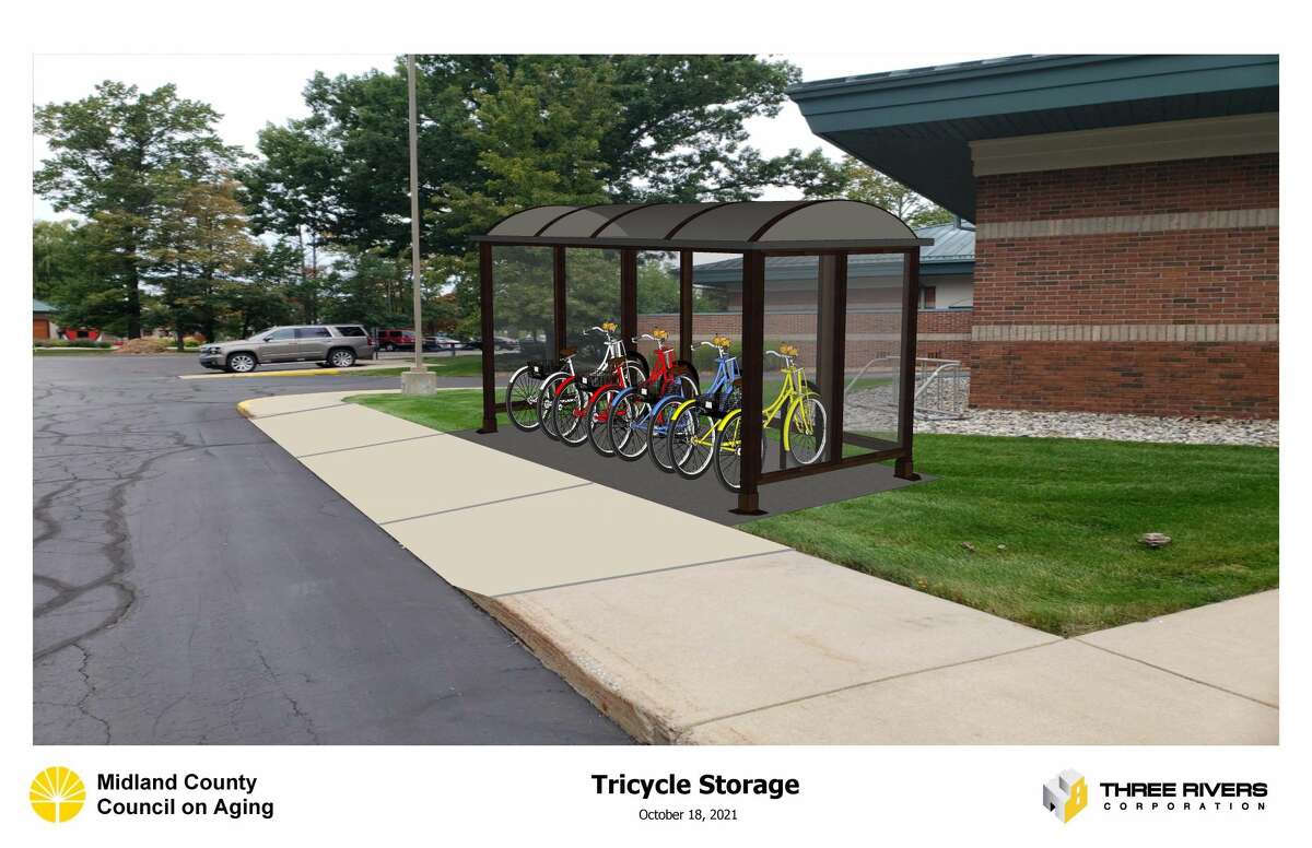 Thanks to a grant from the Charles J. Strosacker Foundation, Senior Services of Midland County is able to build a partially enclosed bike shelter.