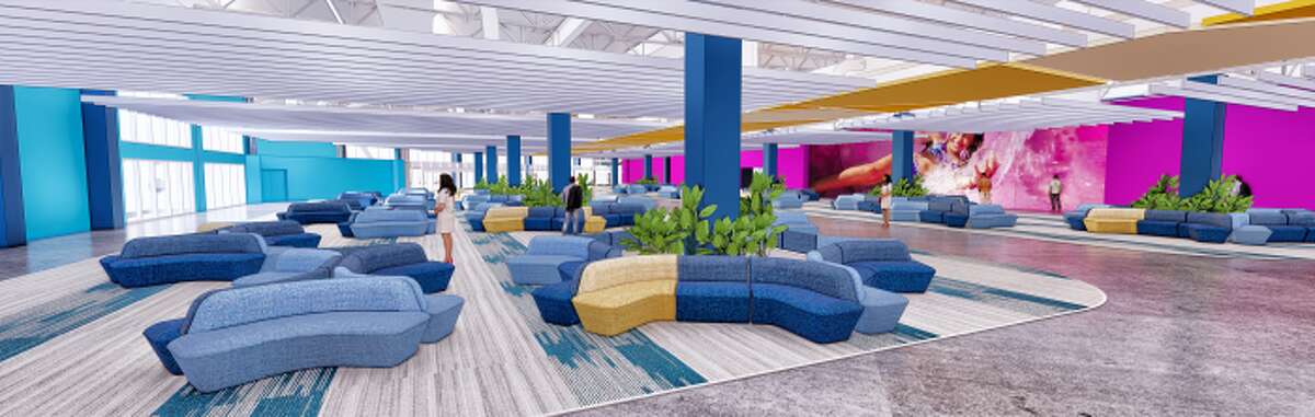 The boarding area of Royal Caribbean's new terminal at the Port of Galveston, which is scheduled to open by late 2022. 