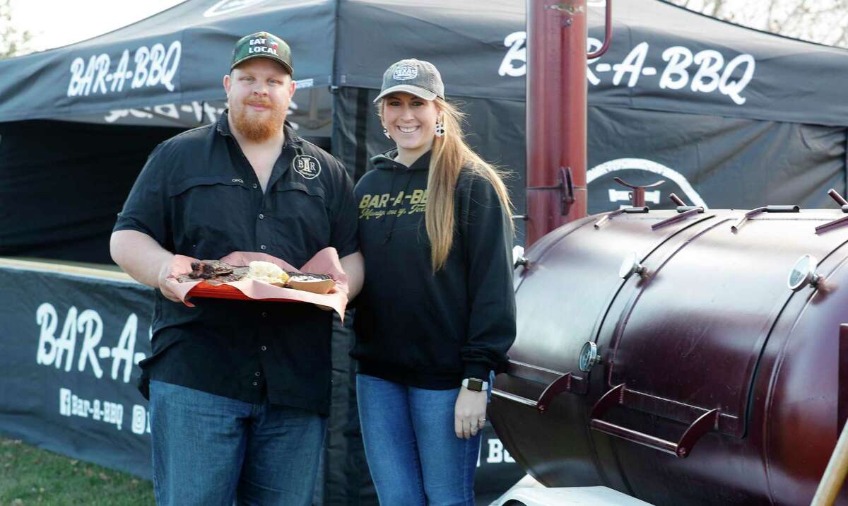Bar-A-BBQ owner Cooper Abercrombie and his wife, Shelby, sell prime grade meats and sides, including sauce and sausage through their pop-up barbecue business.