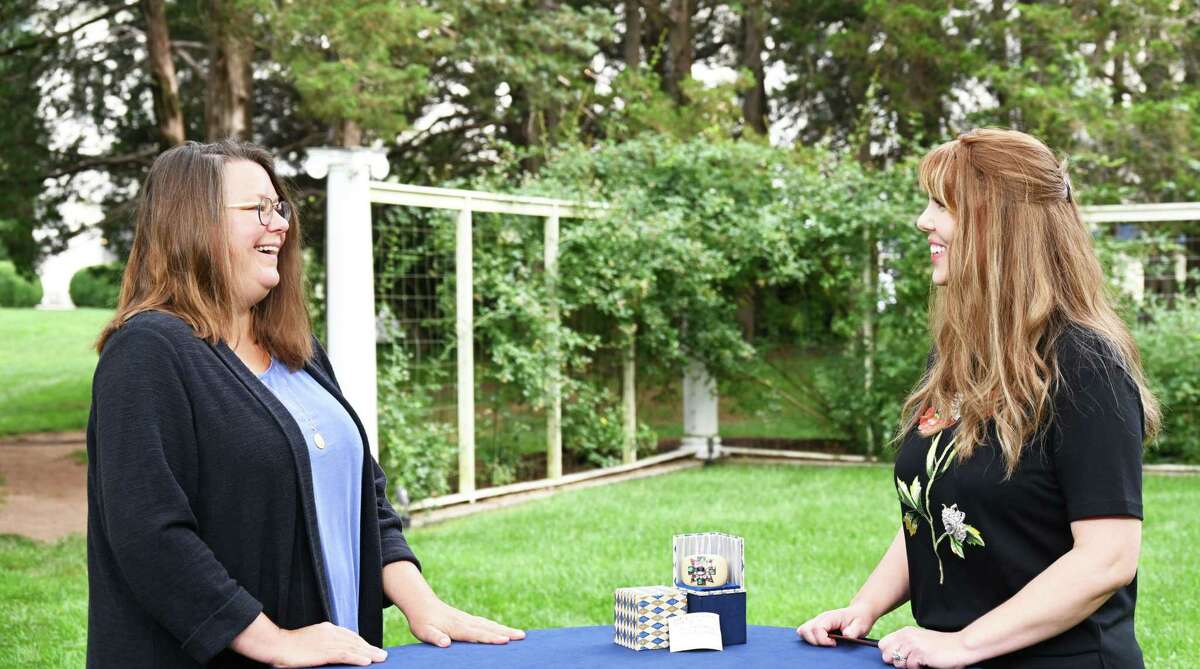 PBS’s Antique Roadshow launched its 26th season Monday with a visit to Middletown’s Wadsworth Mansion Aug. 10. Three episodes are airing this month. Laura Woolley, right, appraises a Helen Hayes’s Verdura for Chanel cuff in Middletown.