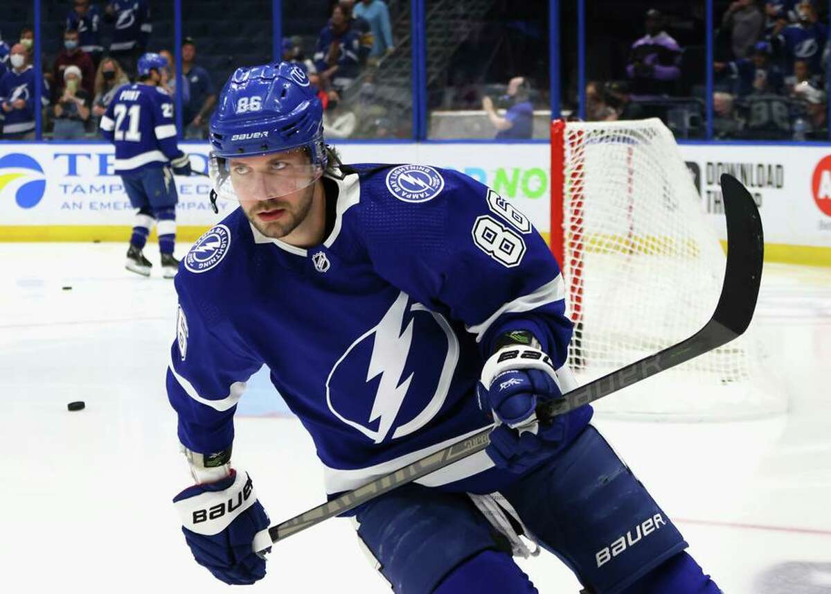 Nikita Kucherov of the Lightning, who missed 32 games with a lower-body injury, had two assists in a win over the Flames.