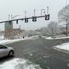 The city of Norwalk saw as much as 6 inches of snowfall on Jan. 7, 2022, causing some slick conditions on the road during the first snowstorm of the year. Plows had hit the intersection of Flax Hill Road and Washington Street several times before 8:30 a.m.