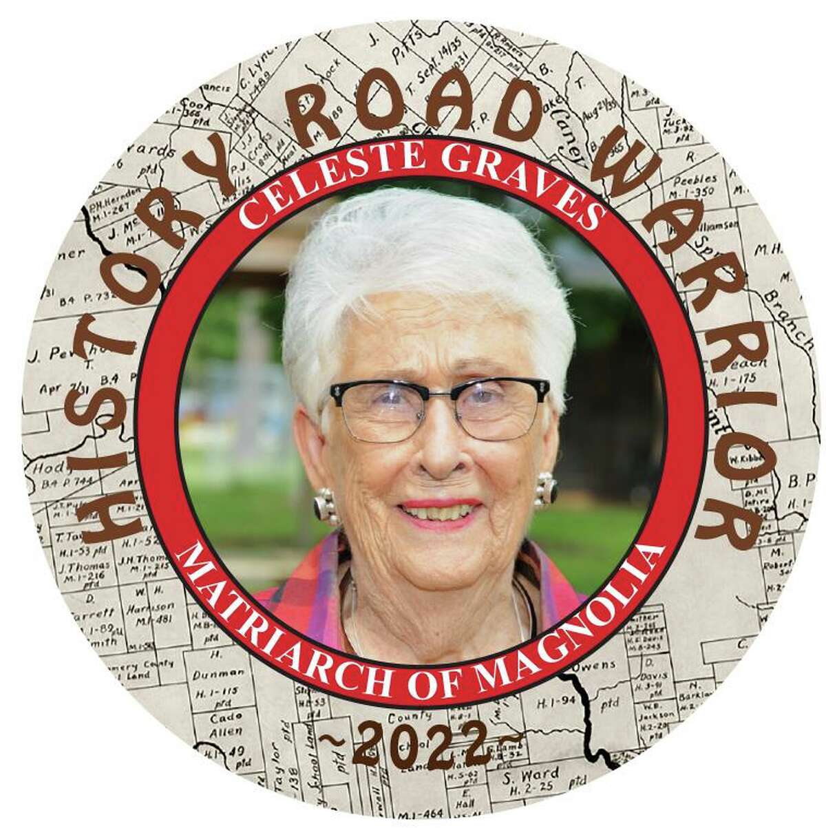 The Montgomery County Historical Commission’s 9th Annual History Road Rally will focus on Magnolia history and the participating “History Road Warriors” will receive a souvenir button featuring a photo of 102-year old Celeste Graves, an icon of the city of Magnolia.