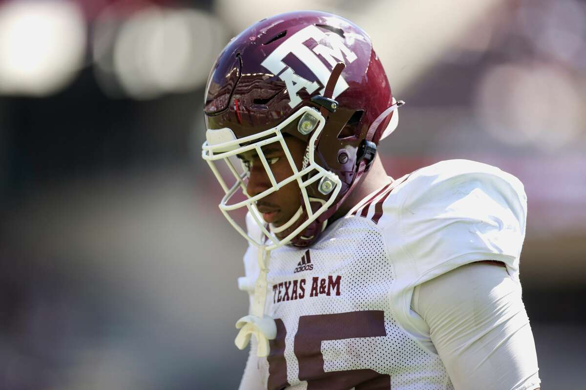 COLLEGE STATION, TEXAS - APRIL 24: Deondre Jackson #25 of the Texas A&M Aggies looks on during the second half of the spring game at Kyle Field on April 24, 2021 in College Station, Texas. (Photo by Carmen Mandato/Getty Images)