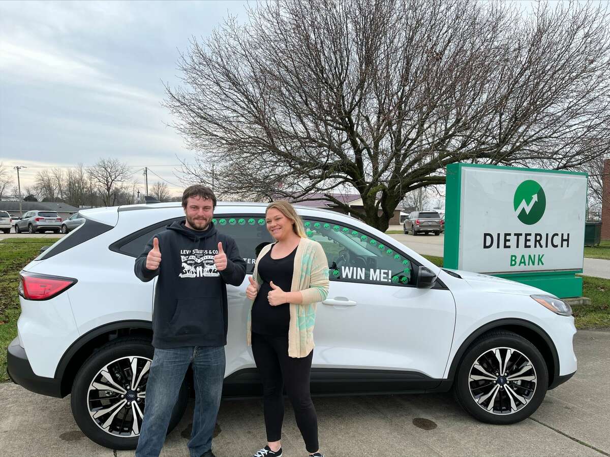 Justine Dolan of St. Elmo is the winner of the Dieterich Bank grand prize, a 2021 Ford Escape.