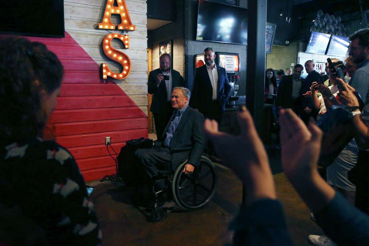 Gov. Greg Abbott, campaigning in November in Edinburg, is in his first real primary battle in his 26 years in statewide office.