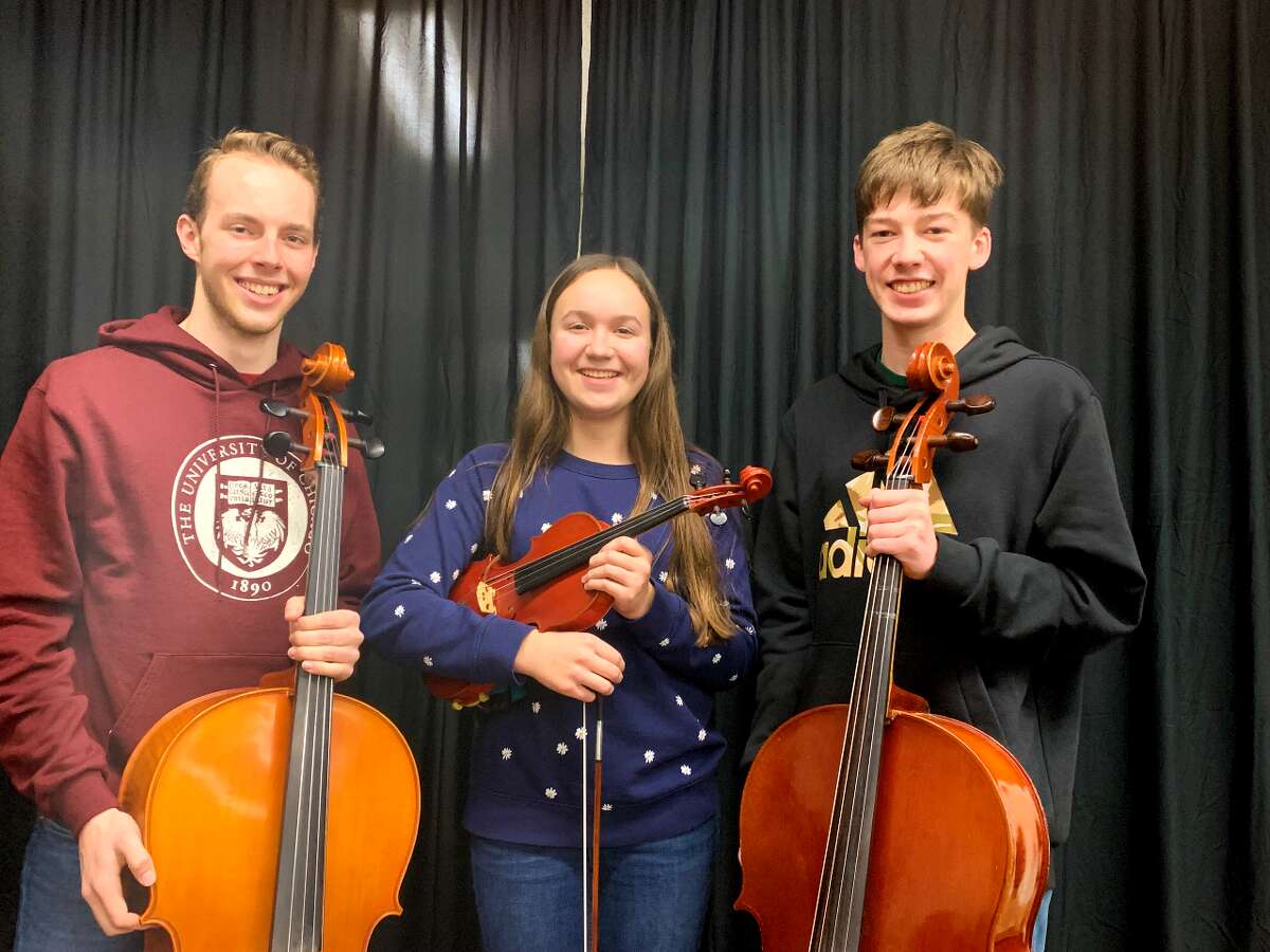 Metro-East Lutheran High School students Lars Gindler (left), Erin VanMiddendorp (center) and Harry Mueller (right) were named to the ILMEA 2022 All-State Orchestra. 