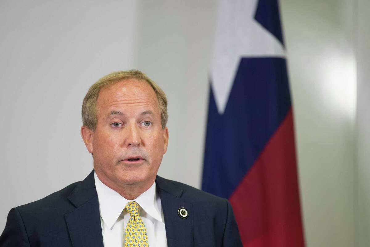 Texas Attorney General Ken Paxton discusses a proposed $26 billion multi-state opioid settlement during a news conference at the Houston Recovery Center Thursday, Aug. 5, 2021 in Houston.