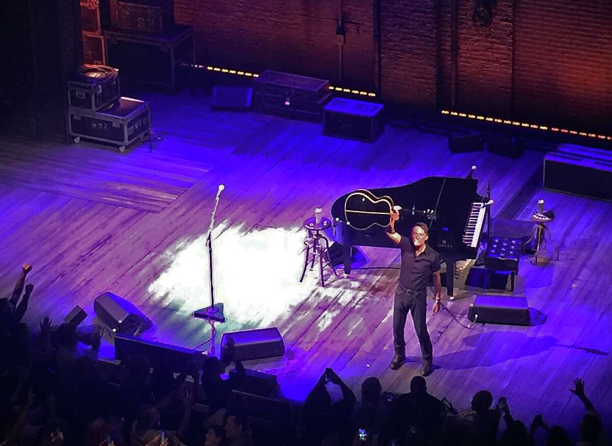 Bruce Springsteen at the conclusion of the July 13, 2021 performance of “Springsteen on Broadway” at the St. James Theatre in New York.