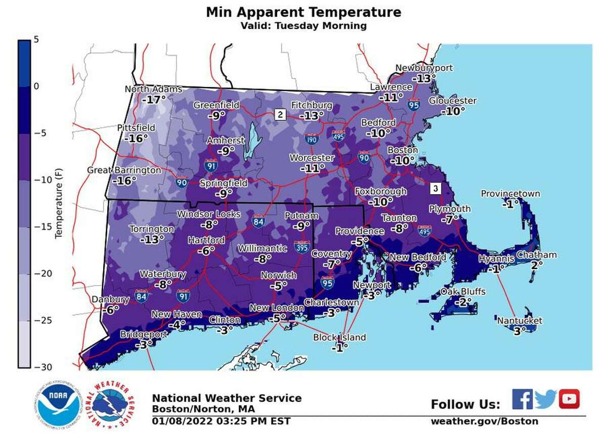 A map forecasting artic temperatures later in the week.