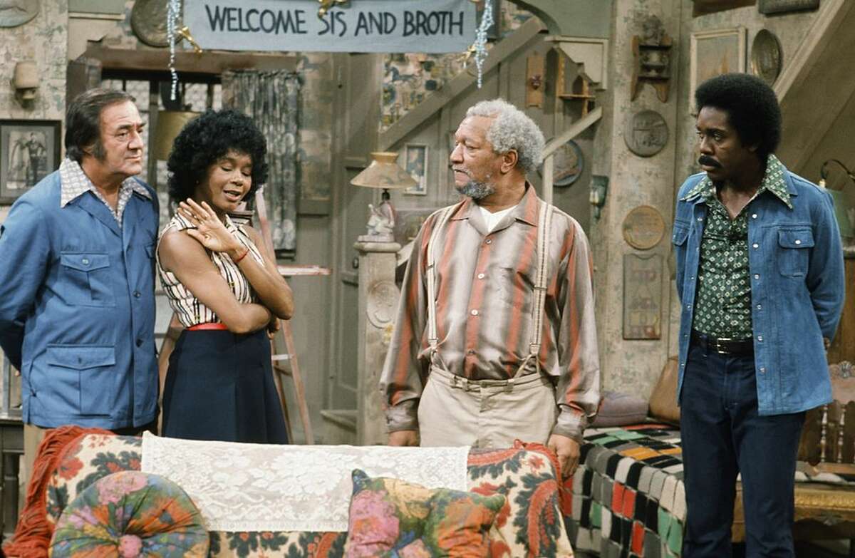 Allan Drake (from left) as Rodney Victor, Mary Alice as Frances Victor, Redd Foxx as Fred G. Sanford and Demond Wilson as Lamont Sanford in an episode from "Sanford and Son."