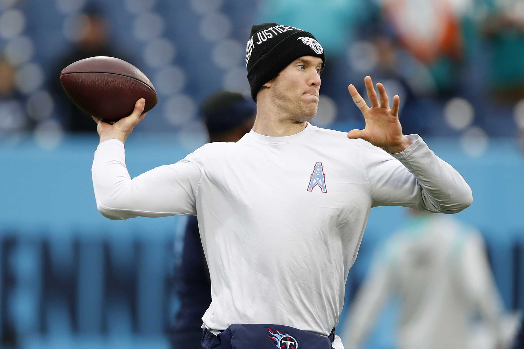 No, Ryan Tannehill wasn't trolling Houston with his Oilers pregame