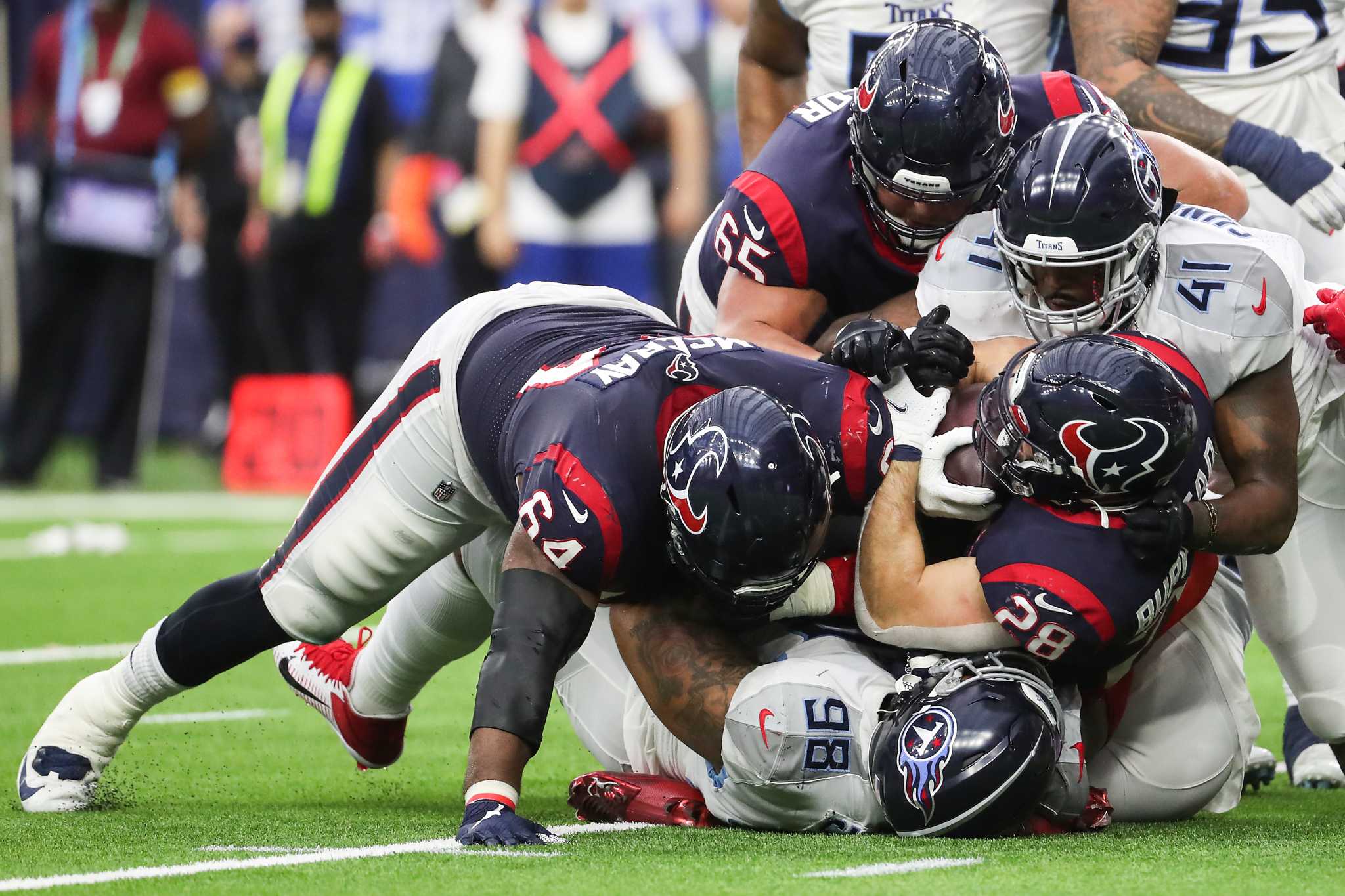 Houston Texans defensive end Michael Dwumfour (98) puts the