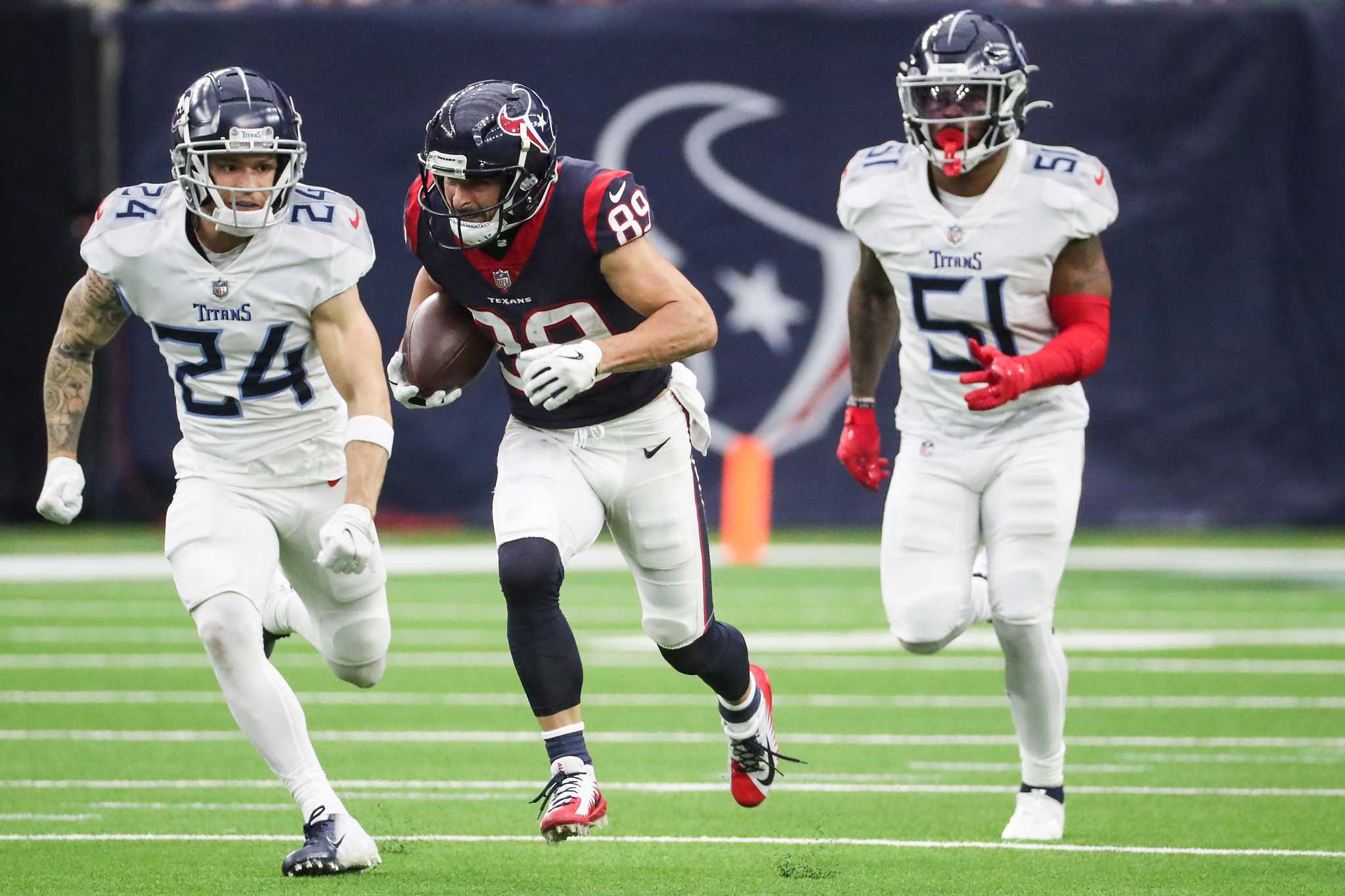 Tennessee Titans cornerback Elijah Molden (24) walks with his