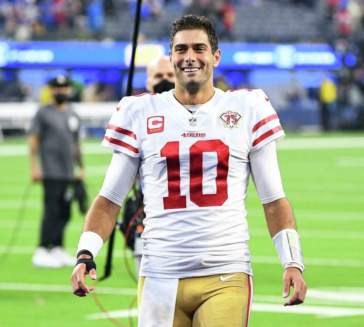 Garoppolo celebrates after he led San Francisco to a come-from-behind triumph.