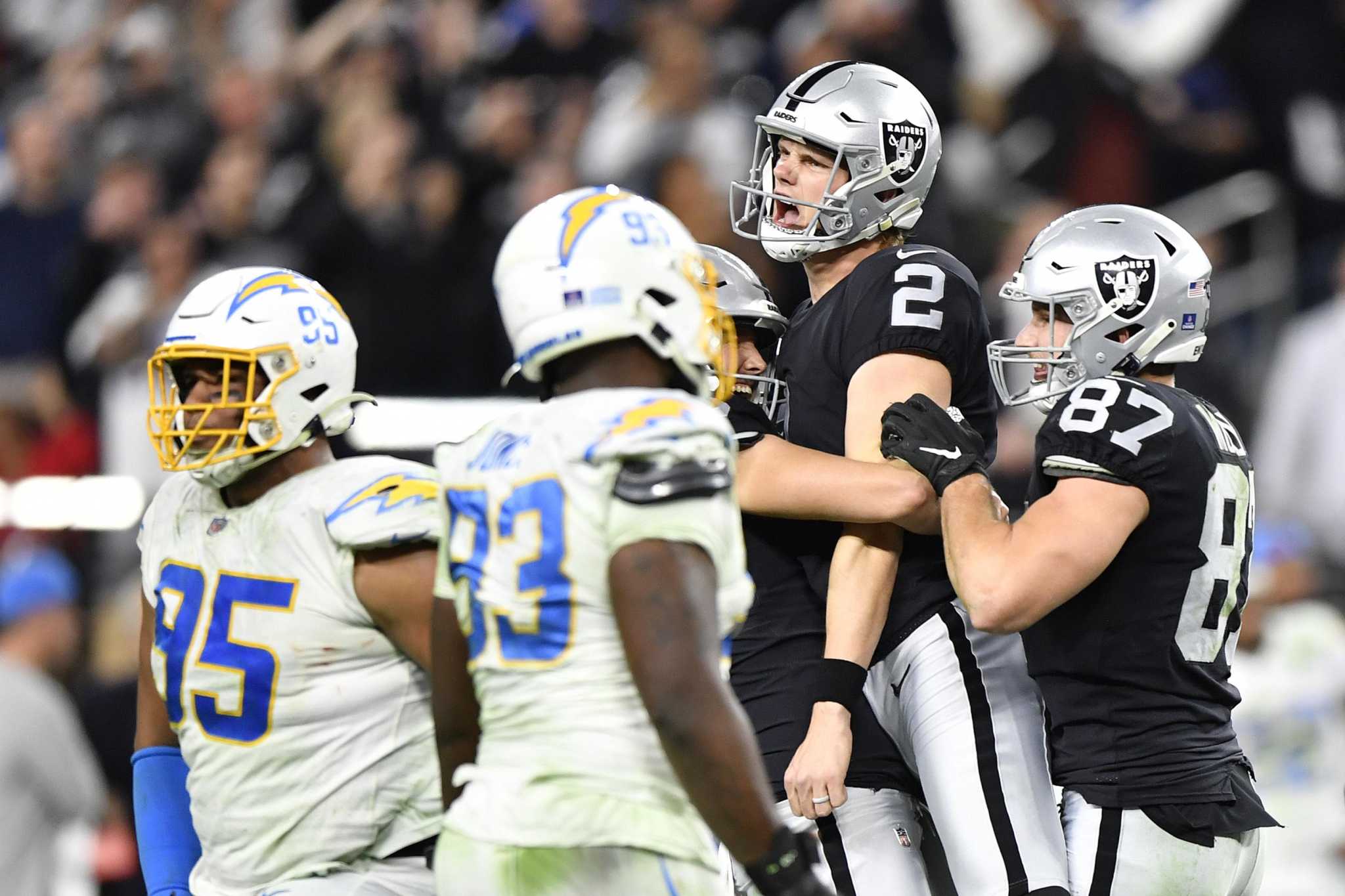 Los Angeles Chargers 32-35 Las Vegas Raiders: Daniel Carlson kicks  game-winner in overtime to see Raiders into playoffs and knock out Chargers, NFL News