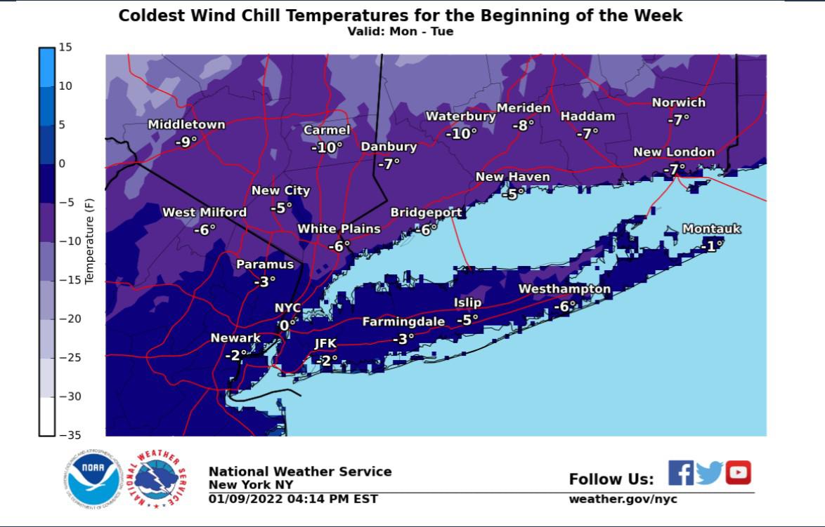 Arctic air to bring sub-zero wind chills to CT this week, weather service says - Vimarsana News