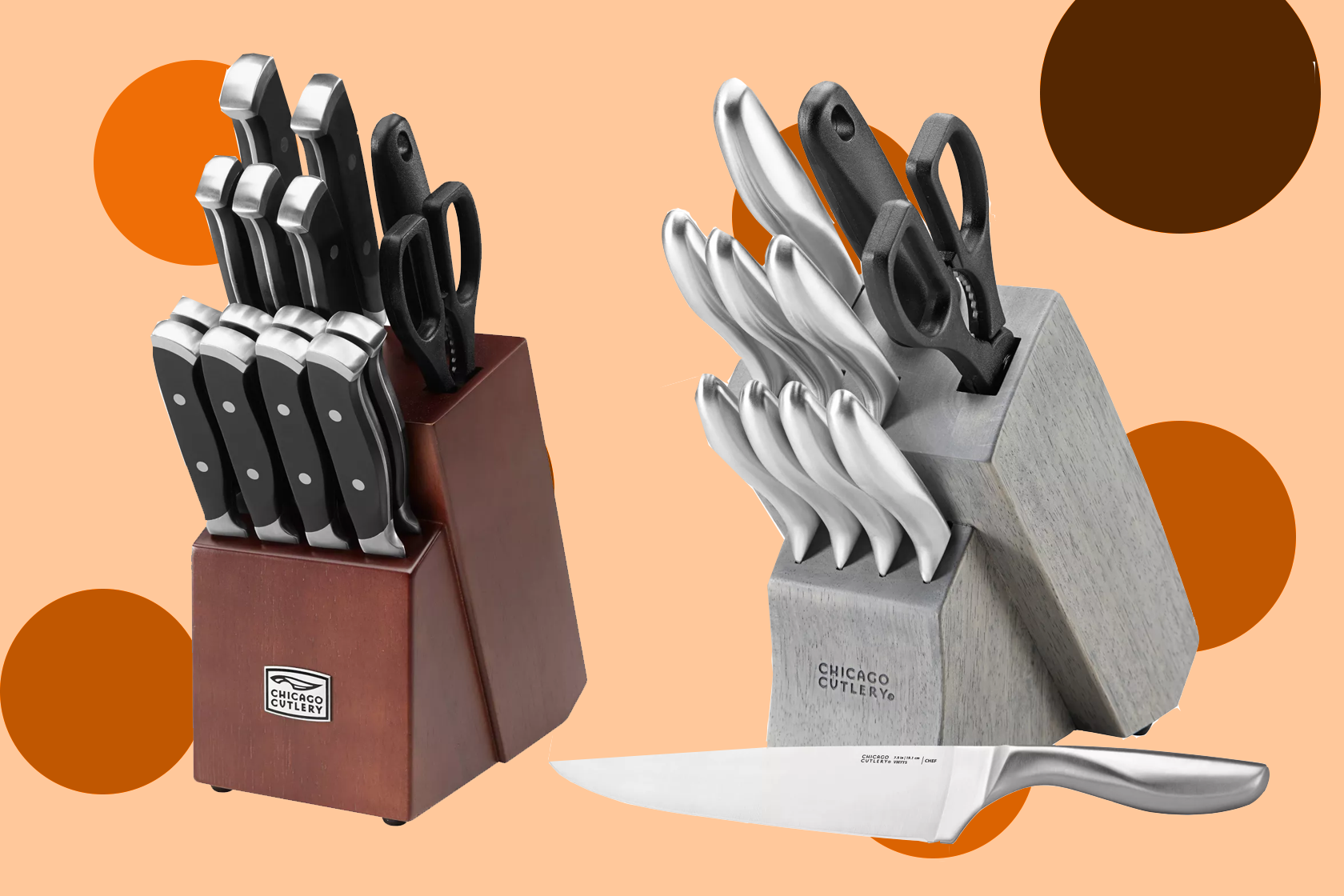 Chicago Cutlery Elston 16 Piece Knife Block Set, Silver