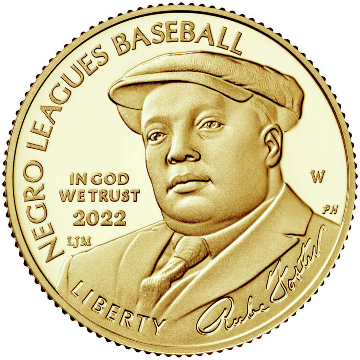 The $5 gold coin featuring Rube Foster in the Negro Leagues commemorative collection.