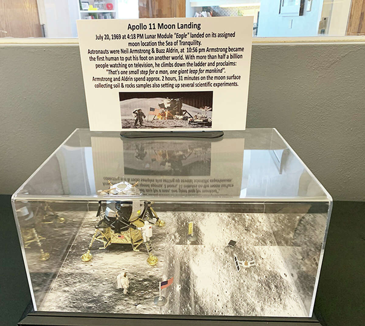 A model of the Apollo 11 moon landing is among the items from Jim Jones’ personal collection currently on display as part of “The Apollo Experience” at the Edwardsville Public Library.
