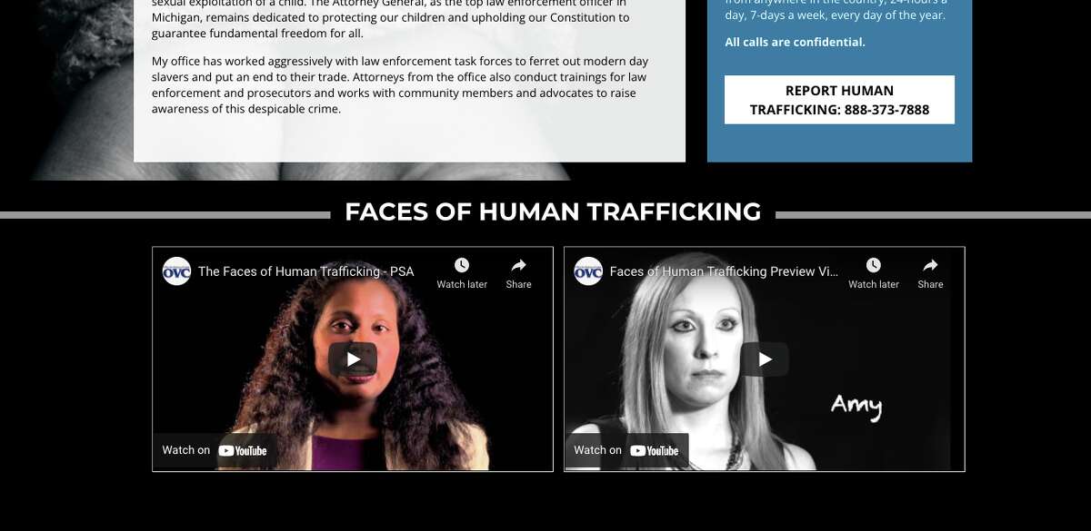 Jan. 11 was National Human Trafficking Awareness Day and several Michigan leaders shared resources on the work being done against trafficking and how to recognize if a person is impacted by trafficking. 