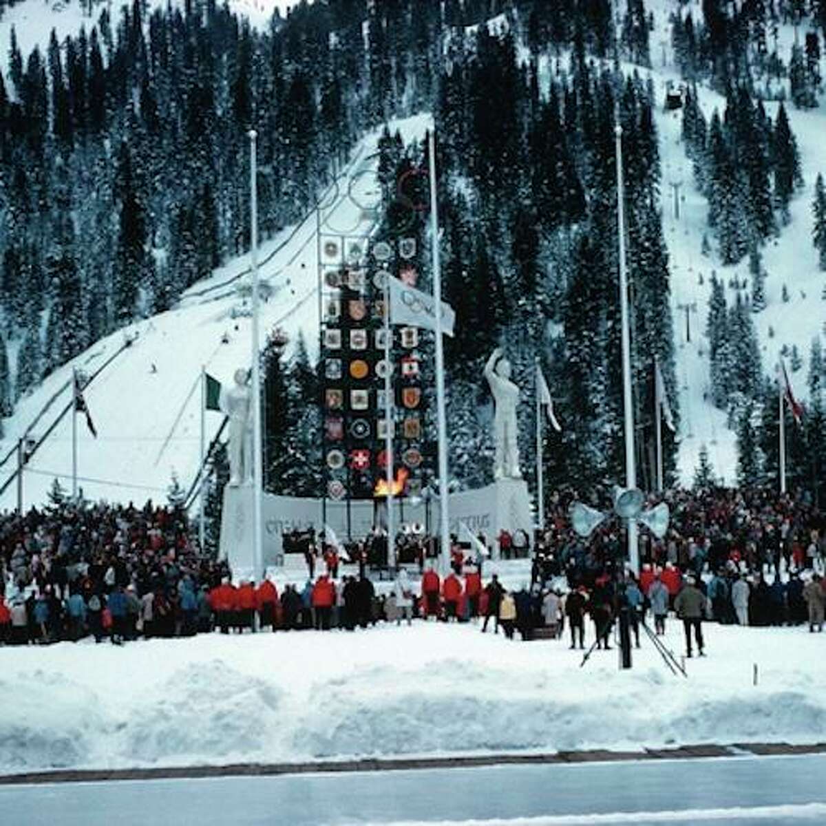 A scene from the documentary “Magic in the Mountains” about the ski resort formerly called Squaw Valley hosting the 1960 Winter Olympics.