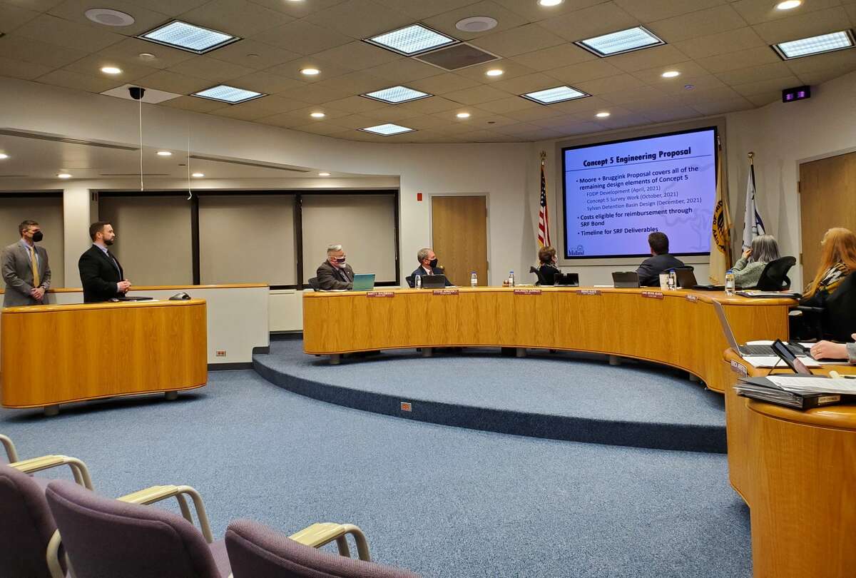 File photo: The Midland City Council listens to a presentation on the Concept Five flood mitigation plan on Jan. 10, 2022 in city hall.