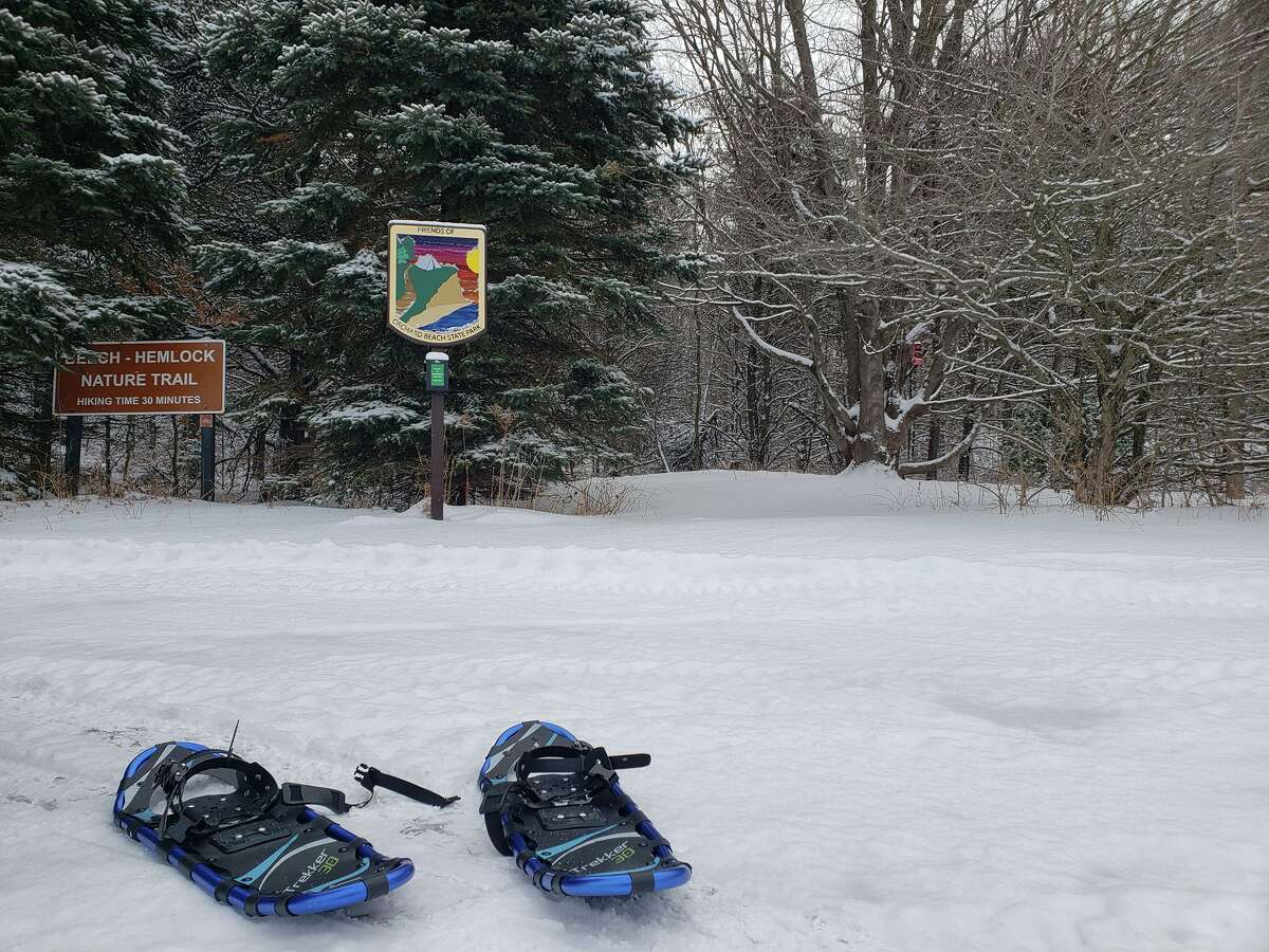 The Friends of Orchard Beach State Park lighted trail snowshoe hike is scheduled for Jan 22.