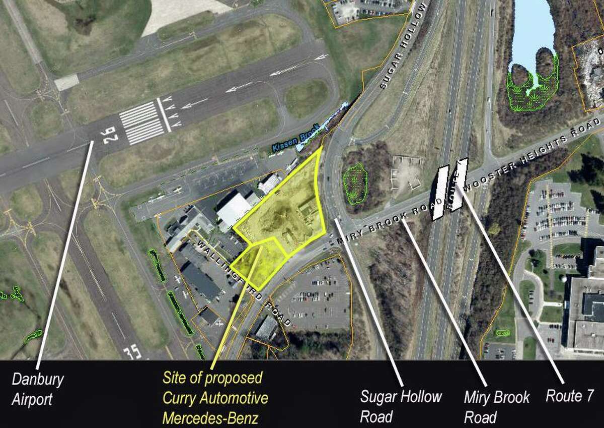 A 2.5-acre site at Miry Brook and Sugar Hollow roads near the Danbury Airport has been proposed as the new home of a Mercedes-Benz dealership.