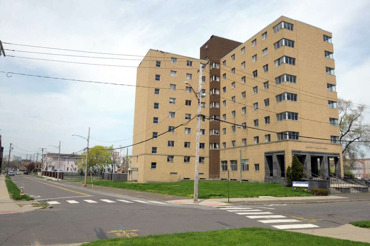 Bodine Hall, on the campus of the University of Bridgeport, in Bridgeport, Conn. April 28, 2021. The former dormitory is one of the buildings that will be demolished to make way the new Bassick High School.