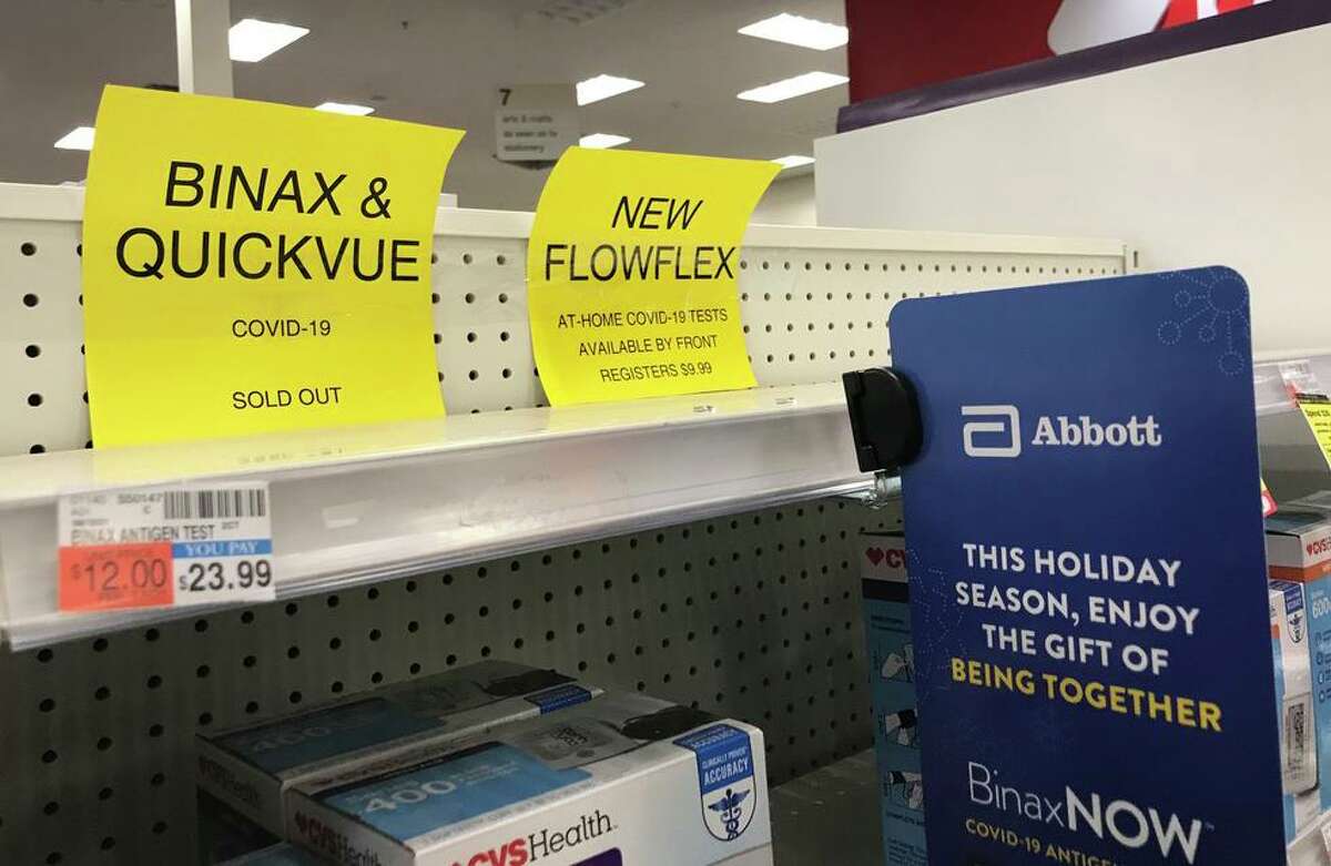 The CVS Pharmacy on Candlewood Lake Road in Brookfield was sold out of at-home COVID test kits on Thursday, Jan. 6, 2022.