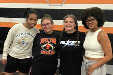 Kiyree Michel, Grace Marino, Rachel Camiglio and Lillya Akande are first-time wrestlers at Shelton.