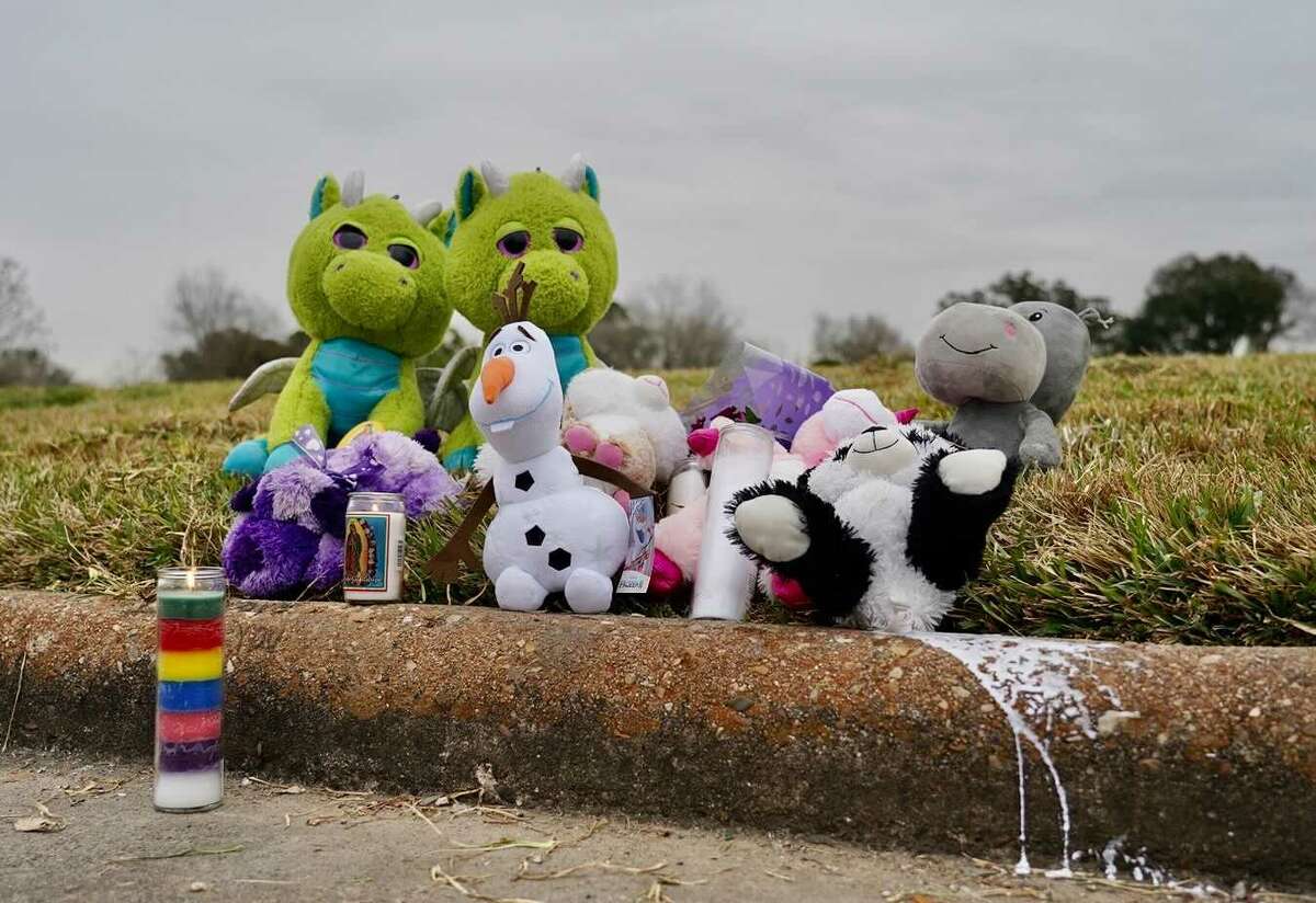 Stuffed animals and candles serve as a memorial along Park Manor Drive near Markwood Lane where a 16-year-old was reportedly shot while walking her dog last night. 