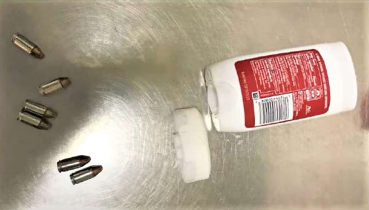 Bullets hidden inside of a deodorant container are one of the unusual items on the list.