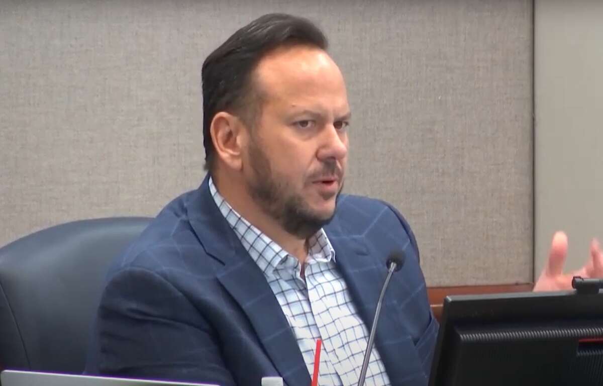 Cy-Fair ISD Trustee Scott Henry speaks suring a school board work session on Jan. 10, 2022.
