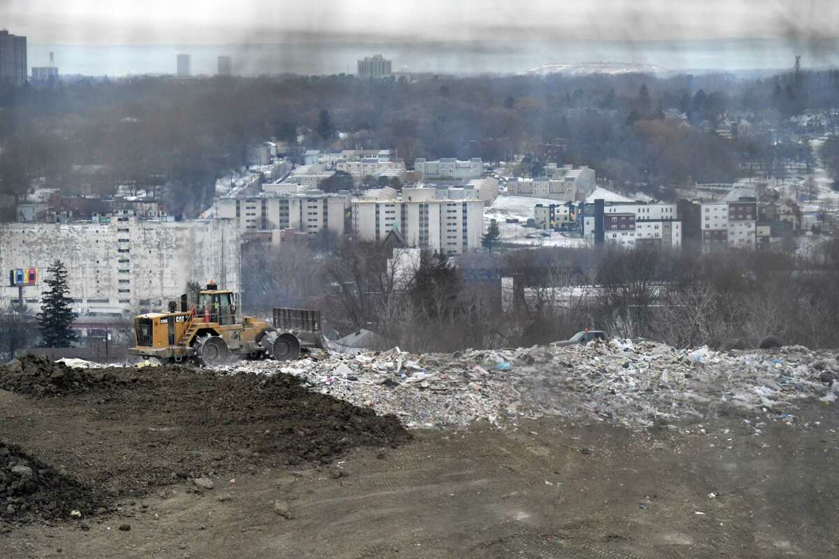 Trash is dispersed in the S.A. Dunn landfill on Wednesday, Jan. 12, 2022, in Rensselaer, N.Y. Rensselaer Mayor Michael Stammel is working to bring the city, Rensselaer County and East Greenbush together to hire an environmental attorney to fight the landfill in getting its license renewal from DEC.