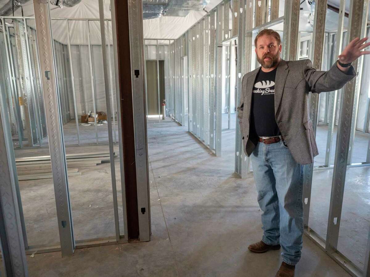 Trey Atwater, Breaking Bread Ministries executive director, talks about the new construction behind the original building that will house a clinic, staffed by local volunteer physician assistants and doctors 01/12/2022 at Breaking Bread Ministries. Tim Fischer/Reporter-Telegram