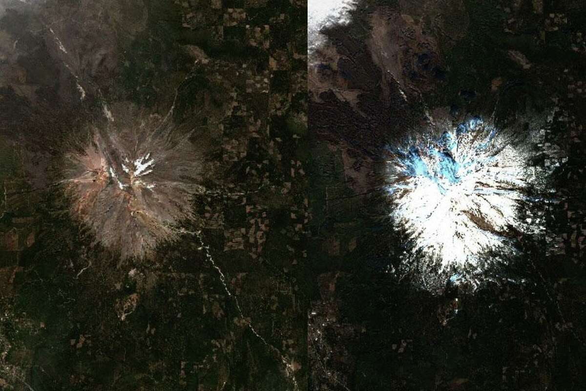 Satellite images show Mount Shasta’s transformation after an