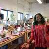 Annya Brown, owner of Natural Annie Essentials, a handmade soy candle company, in her studio in Bridgeport on January 12, 2022. 