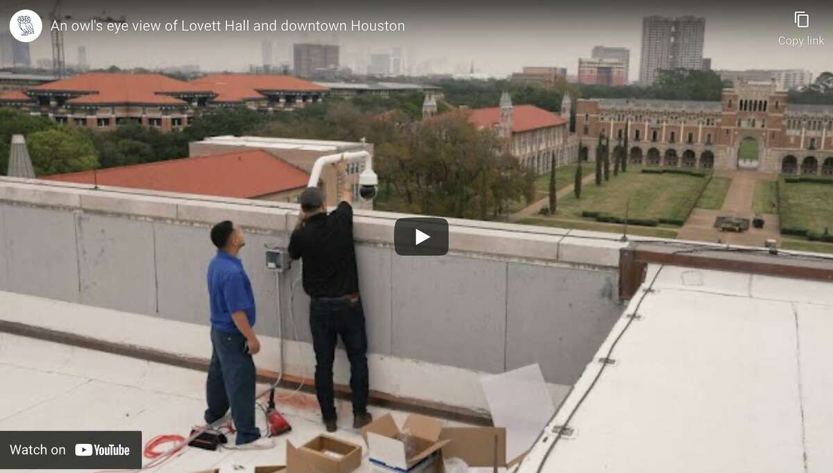 Rice University says a new video camera livestreaming the Academic Quadrangle provides meteorologists and TV news crews with picturesque shots of campus.