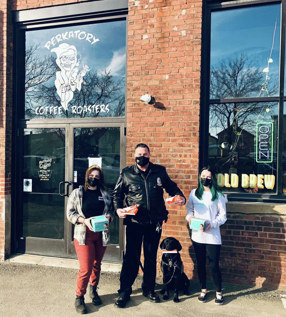 Middletown police handed out N95 masks and COVID-19 tests to a local coffee shop, after a patron allegedly destroyed the shop’s complimentary masks Wednesday, Jan. 12, 2022.