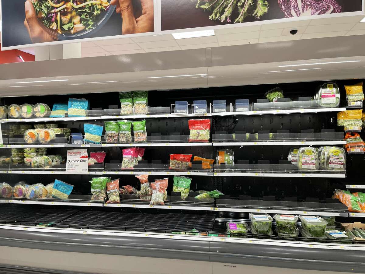 Shelves at the Target store in the Hawley Lane Mall in Trumbull, Conn. in early January 2022. 