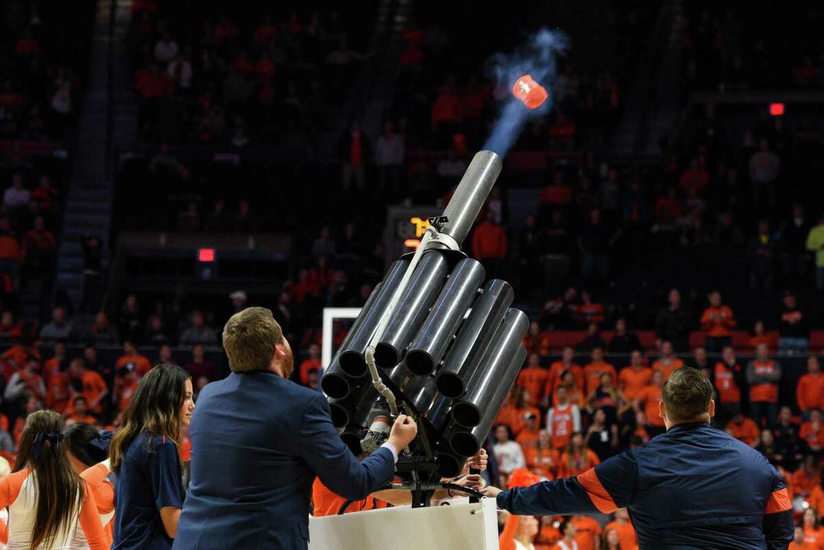 Former Spurs Coyote Tim Derk was instrumental in the development of the T-shirt cannon, the propulsive device that is now ubiquitous at most sporting events.