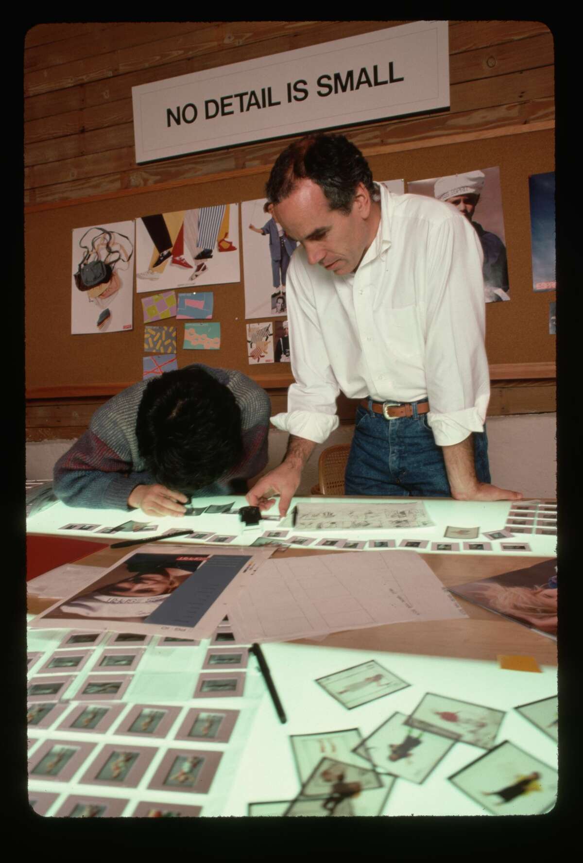 A 1985 photo of Doug Tompkins with Esprit art director Tamotsu Yagi.