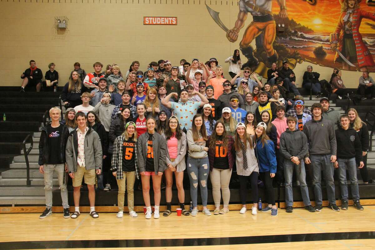 Harbor Beach's Student Section cheers on their Lady Pirates.