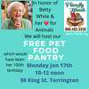 Friendly Hands Food Bank in Torrington is honoring actor and animal advocate Betty White on her birthday Jan. 17 with a pet food pantry giveaway from 10 a.m. to noon.