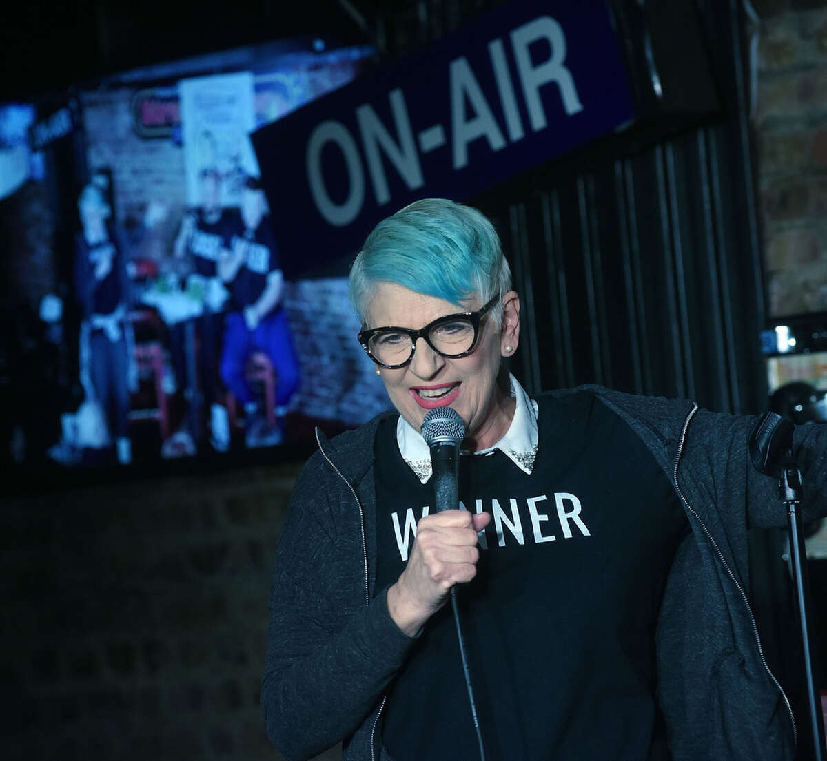 Lisa Lampanelli performs at The Stress Factory Comedy Club on December 9, 2021 in New Brunswick, New Jersey. Of the club, she said, “To be honest, it is really an honor to work there. It’s considered an upper-level club, that’s one that you can put on the resume. I really loved it."