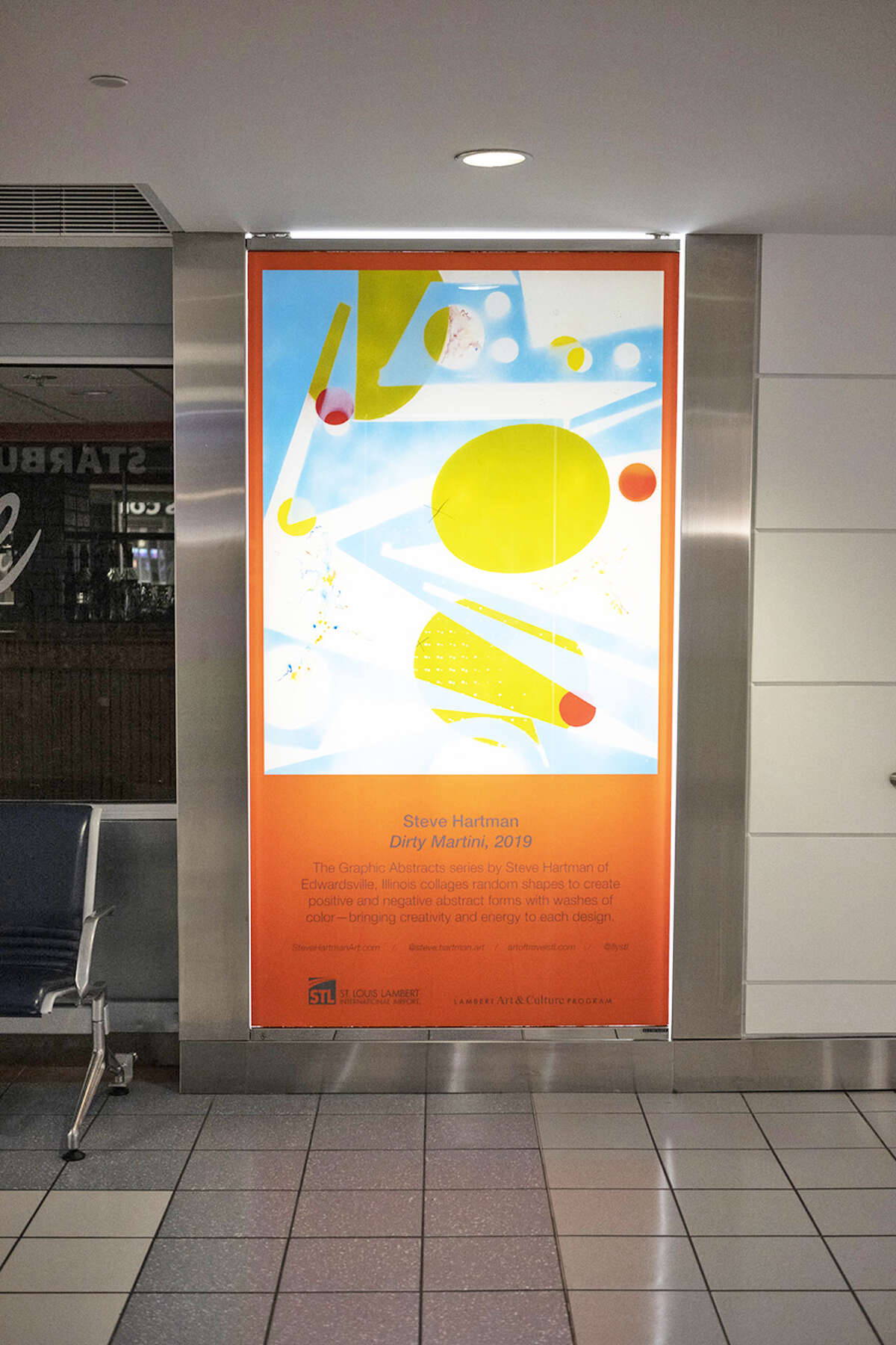 “Dirty Martini” is among the works of art by Edwardsville artist Steve Hartman now on display in Terminal 1 at St. Louis International Airport.
