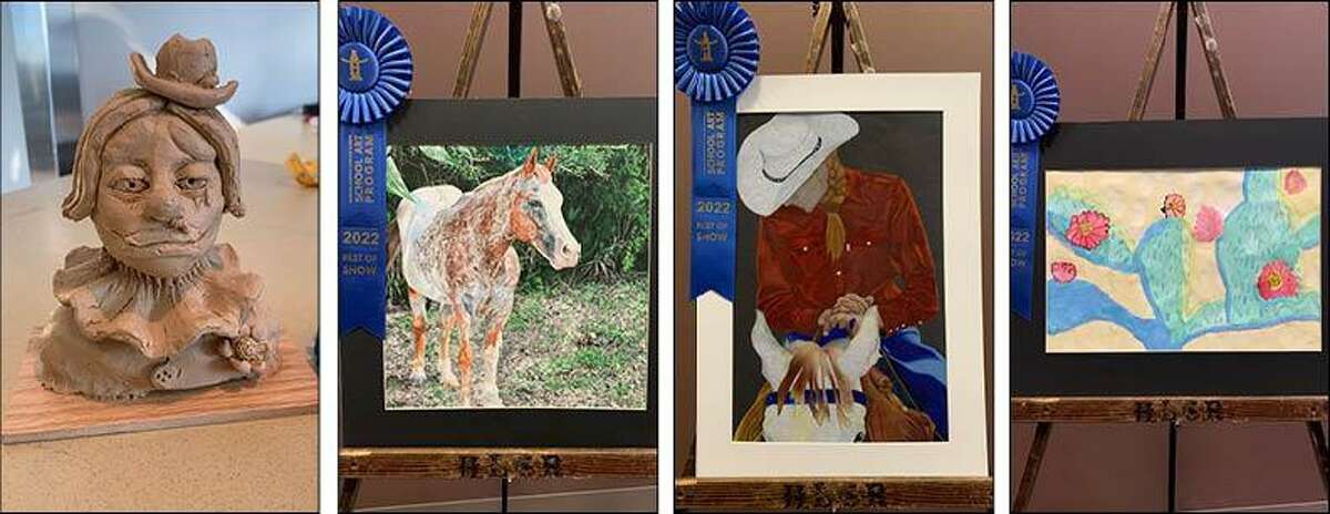 The following pieces won Best of Show honors in the Houston Livestock Show and Rodeo Art Program: Rodeos are Dead by Isabella Alzamora, Tomball High School; Dapple Day by Lauren Ellington, Tomball Memorial High School; Saddled up with Sally by Vivian Nguyen, Grand Lakes Junior High; and Red Rose Cactus by Jackson Budd, Timber Creek Elementary.