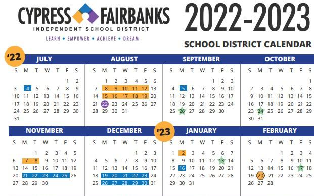 Cfisd 2022 Calendar Cy-Fair School Notebook: Cfisd Approves 2022-2023 Instructional Calendar